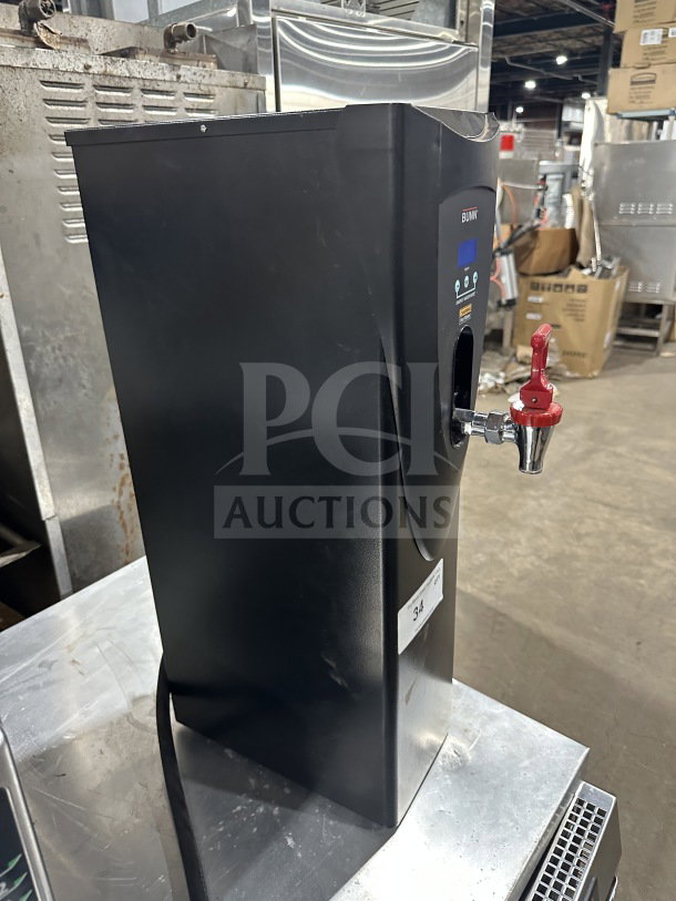 Bunn H5X stainless steel hot water dispenser, digital controls, 208V, 1 phase, good condition, countertop model.