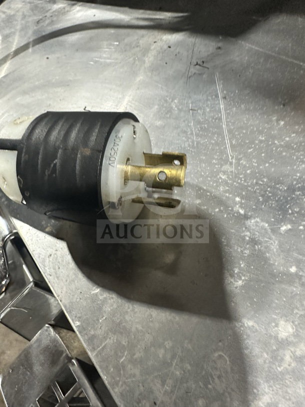 Power cord plug for Bunn Element Series H5X hot water dispenser, black and gold, labeled 30A 250V.