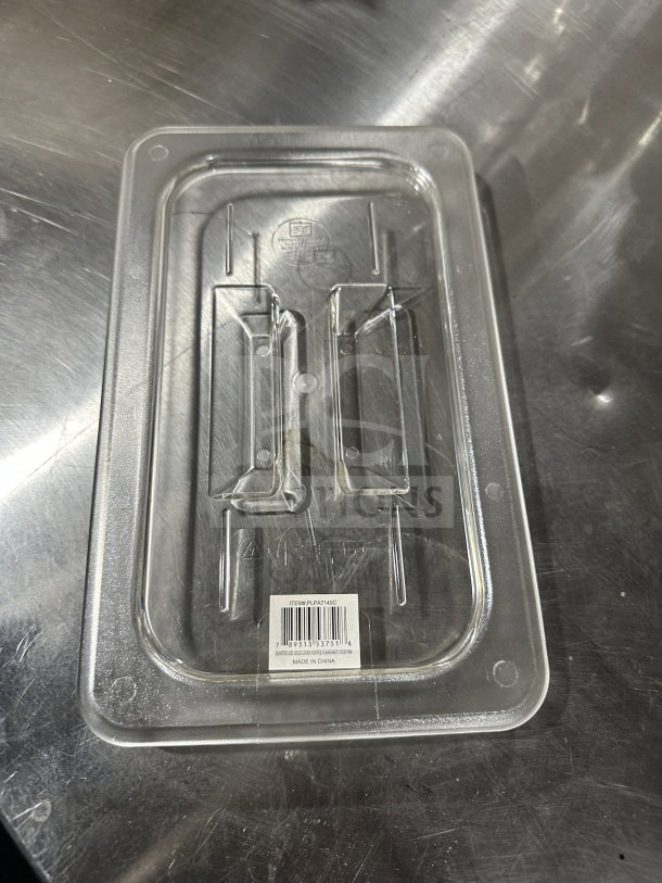 Thunder Group clear polycarbonate 1/3-size food pan lid, Model PLPA7130C, commercial grade, new condition, barcode visible.