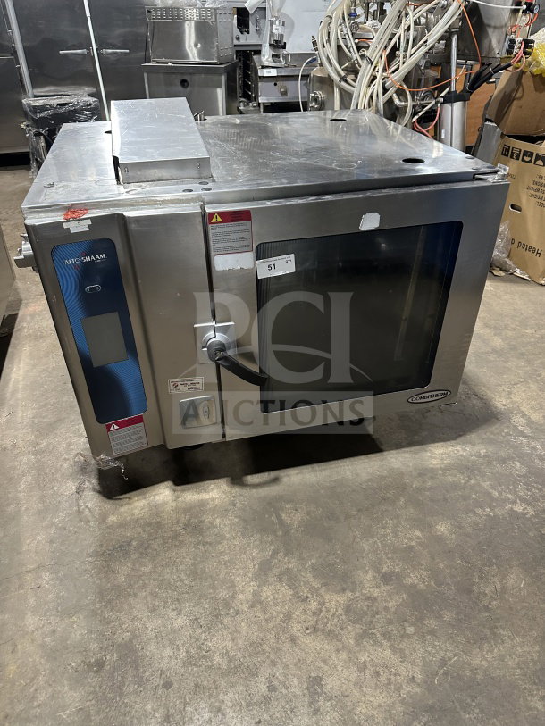 Alto Shaam 714ESG stainless steel combi oven, natural gas, view-through door, model 7.14ESG, SN: 1141047-010, 120V 1Phase.