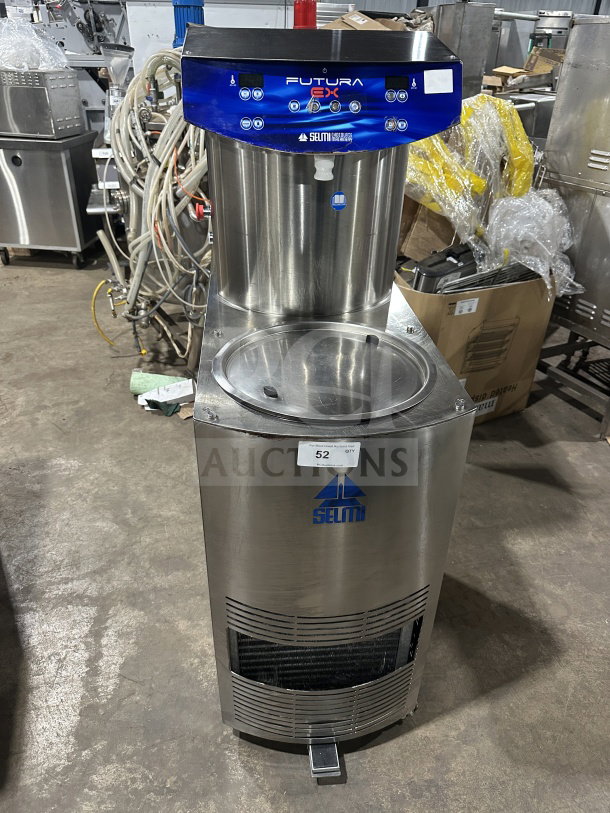 Selmi Futura EX stainless steel chocolate tempering machine, 2016 model, commercial use, excellent condition, serial number 654.