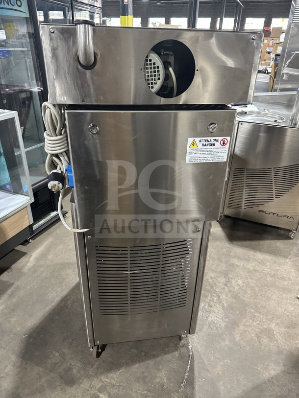 RARE Selmi TOP EX Series stainless steel chocolate tempering machine, 2017 model, SN: 1787, on casters, excellent condition.