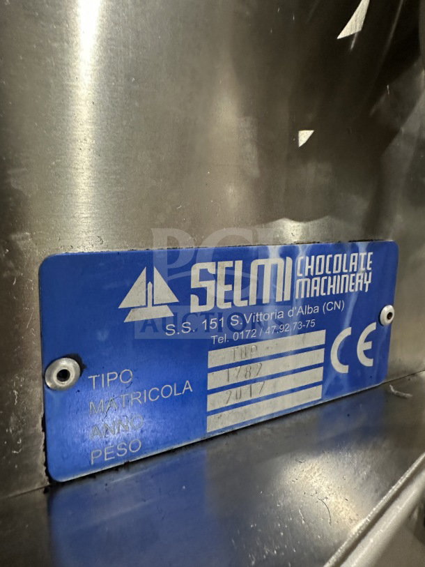 Selmi TOP chocolate tempering machine, stainless steel, Model: TOP, SN: 1787, CE marked, 2017, on casters.
