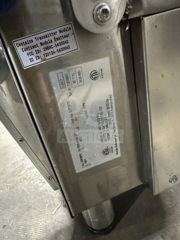 Electrolux Commercial Infrared Flat Press, model HSPP2RPRS, stainless steel, digital controls, on legs, 208V, details shown.