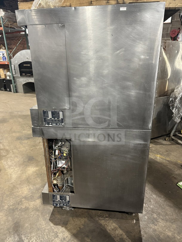 Bakers Pride Cyclone Series commercial double stacked convection oven, stainless steel, model CO11-G1, on casters, 120V.