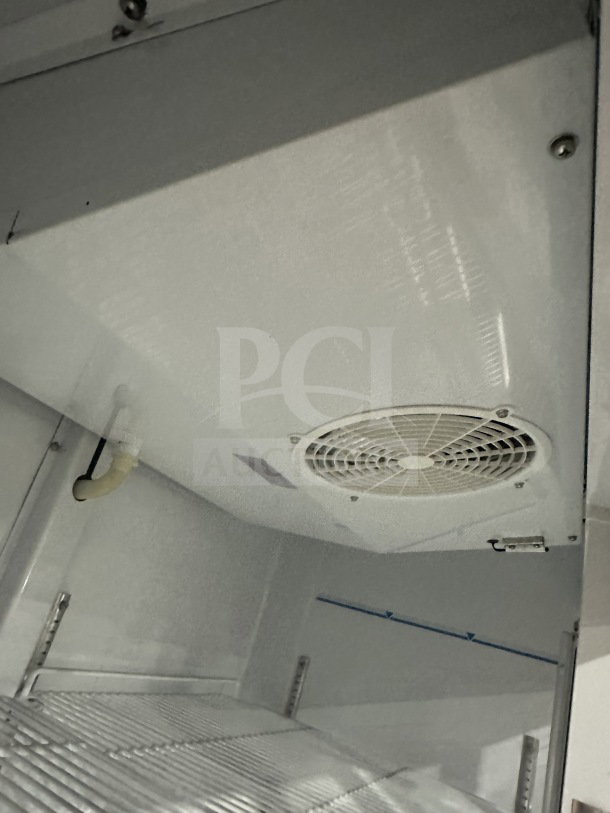 Maxx Cold MXM2-48S commercial freezer interior, showcasing a poly-coated wire rack and vent, model MXM2-48S, 115/230V.