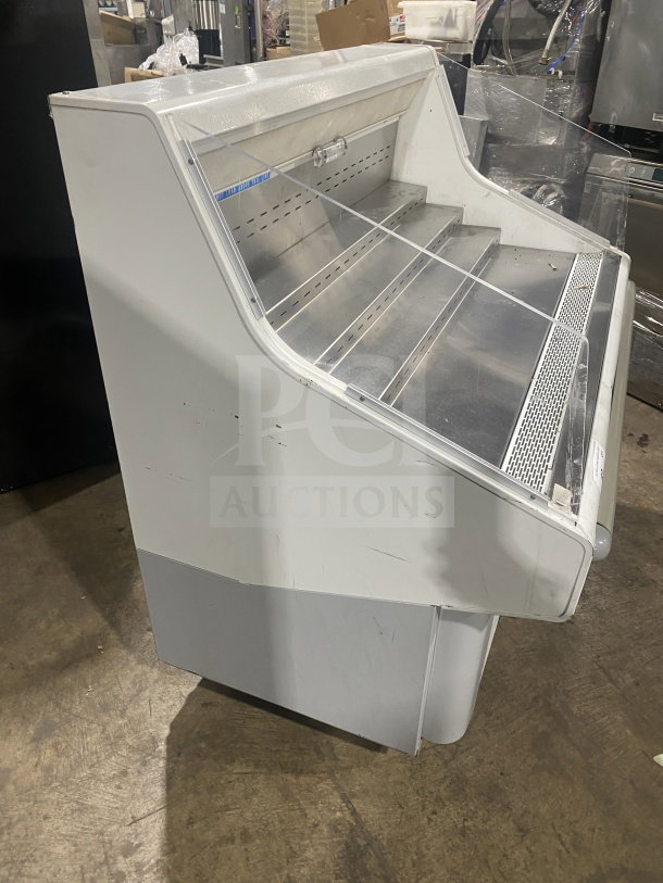 Hussmann SHM-4 commercial 48" white electric open air merchandiser, 115V, 1 phase, with shelf dividers, good condition.