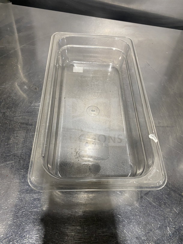Cambro translucent full-size food pan, model 6311, commercial grade, polypropylene, excellent condition.