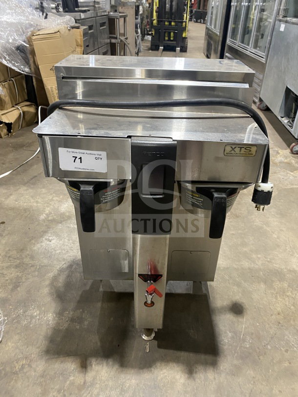 Fetco CBS-2142-XST twin coffee brewer, stainless steel, electric, countertop model, on legs, 200/240V, 1 phase.