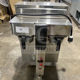 Fetco CBS-2142-XST twin coffee brewer, stainless steel, electric, countertop model, on legs, 200/240V, 1 phase.