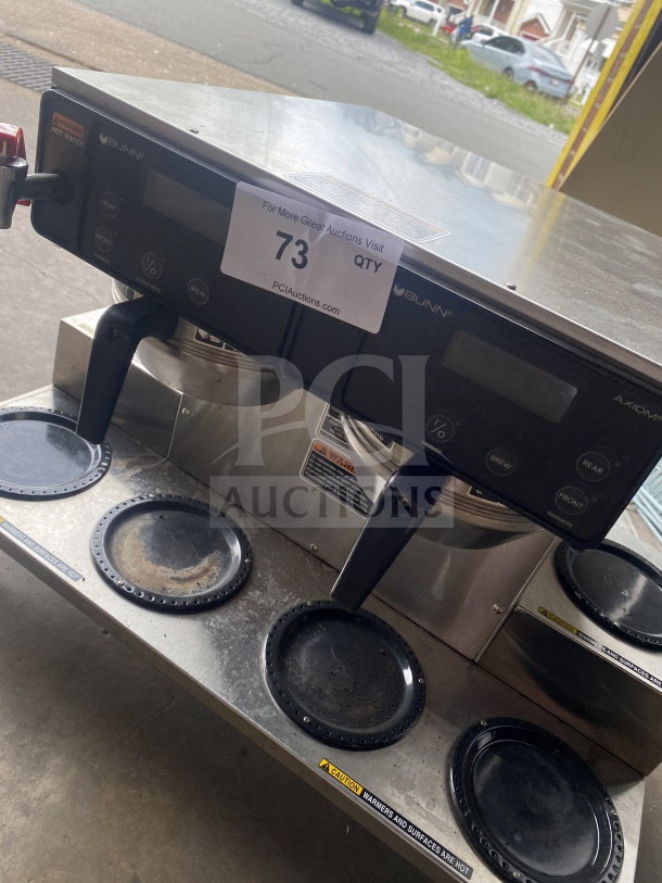 Bunn AXIOM 06 TWIN commercial coffee brewer, stainless steel, 6 warming plates, hot water dispenser, electric, 1 phase.
