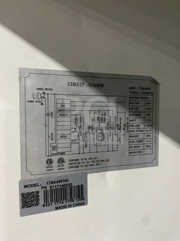 Avantco 178A49RHC stainless steel reach-in freezer, dual solid doors, poly-coated rack, electric, 115V, on casters, SN: 6431171417091308.