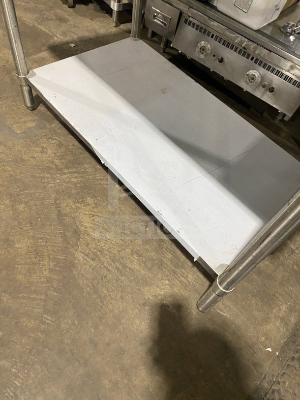 Sauber Select stainless steel worktop table with backsplash, model PA7348. Single shelf, sturdy legs, commercial use.