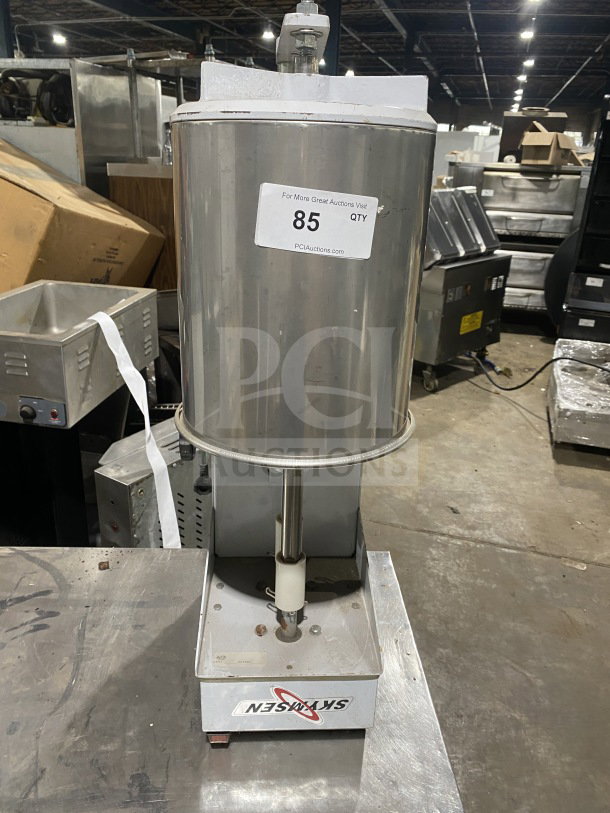 Skymsen commercial ice cream mixer, model BAK-16 SN: 000909. Stainless steel, electric, 110/220V. Countertop design.
