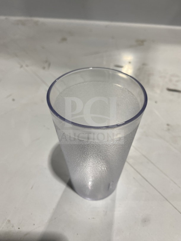 Winco Commercial 16 oz pebbled tumbler, clear plastic, model PTP-16C. Brand new, 6 dozen per box.