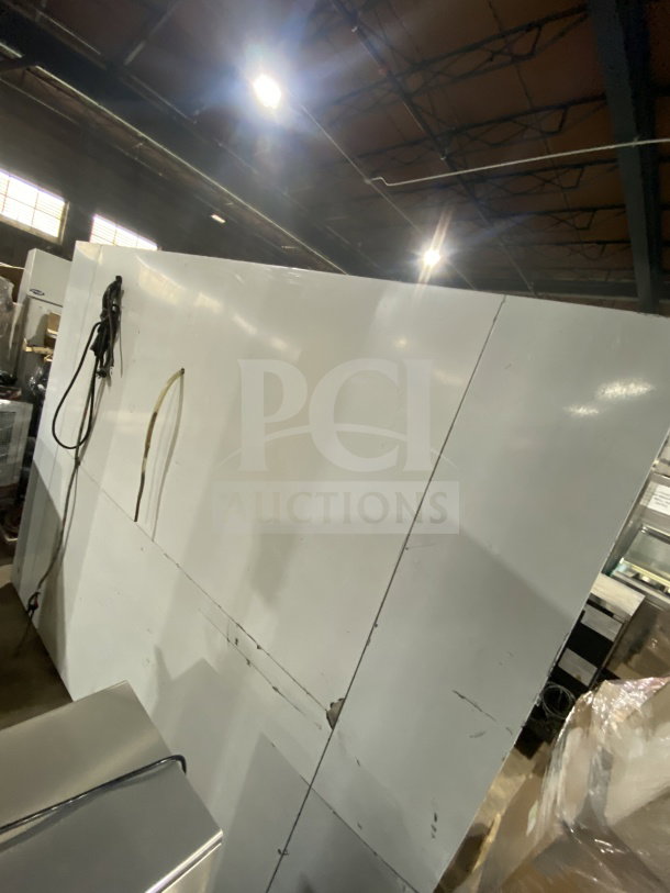 CoolTech CUST96PGR 4-glass door refrigerator/freezer, white, electric, includes poly-coated wired rack. Model SN: 21517.