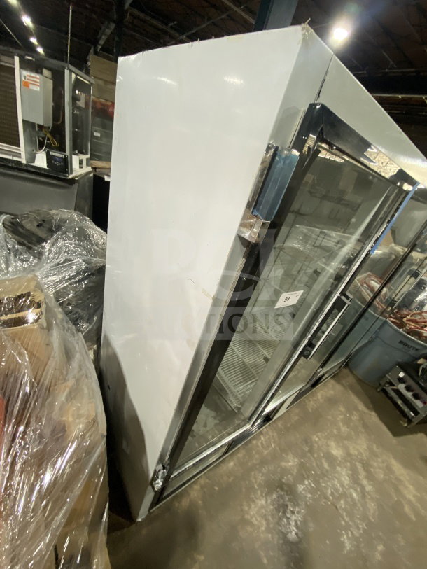 CoolTech CUST96PGR 4-glass door refrigerator/freezer, white, electric, with poly-coated racks, model SN: 21517, 120V, auction item.