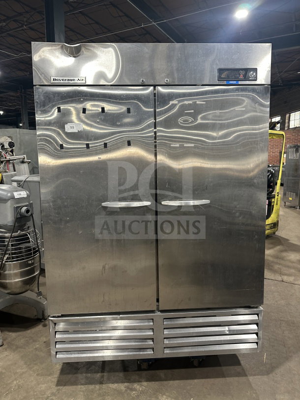 Beverage-Air KF481AS stainless steel 2-door reach-in freezer, poly-coated rack, model KF48-1AS, 115V 1 phase, SN: 9025103.