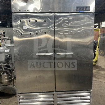 Beverage-Air KF481AS stainless steel 2-door reach-in freezer, poly-coated rack, model KF48-1AS, 115V 1 phase, SN: 9025103.