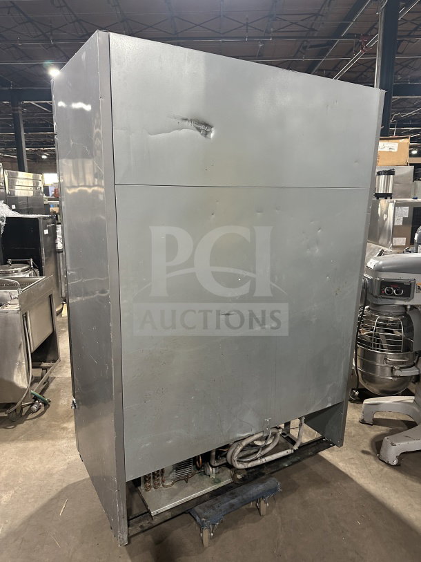 Beverage-Air KF48-1AS commercial stainless steel freezer, 2-door, with poly-coated wire rack, 115V, used condition.