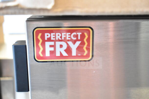 2024 Perfect Fry PFC730 semi-automatic ventless countertop deep fryer, stainless steel, brand logo visible, 240V, 3-phase, new.