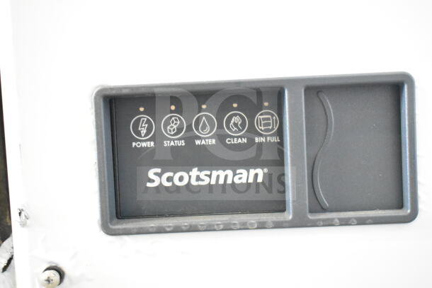 2023 Scotsman MC0522MA-1A Prodigy Elite ice machine control panel displaying power, status, water, clean, and bin full indicators.