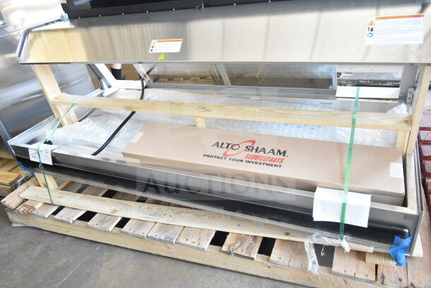 BRAND NEW SCRATCH AND DENT! 2025 Alto Shaam ED3-72 72" stainless steel heated display case, 208V, 1 phase, packaging intact.