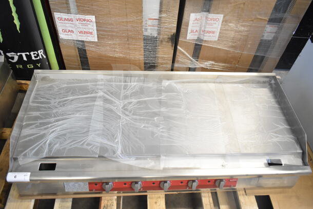 Avantco 177EG60C 60" electric countertop griddle, brand new with minor scratches and dents. Features controls, 208V, 3-phase.