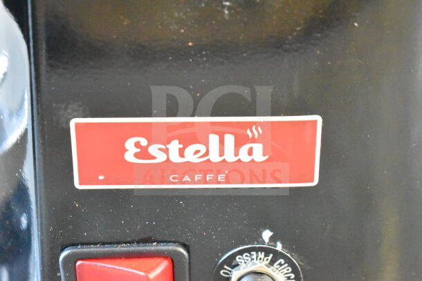 BRAND NEW Estella 236ECEG26 Espresso Grinder, scratch and dent, 120V, 1 Phase. Red Estella label visible.