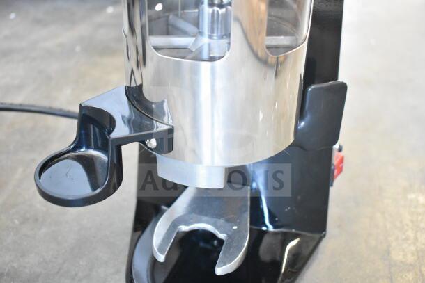 "Estella 236ECEG26 espresso grinder, new scratch and dent, stainless steel, black base, 120 volts, 1 phase."