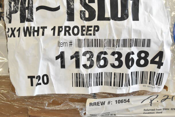 "Label showing item number 11363684 on True TSCI-600R-G-PH cooler. Tags indicate return status and condition as used."