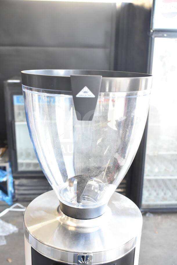 BRAND NEW 2025 Mahlkonig E80W Grind-by-Sync Espresso Grinder, 4 lb. capacity, white, 120V, with minor scratches.