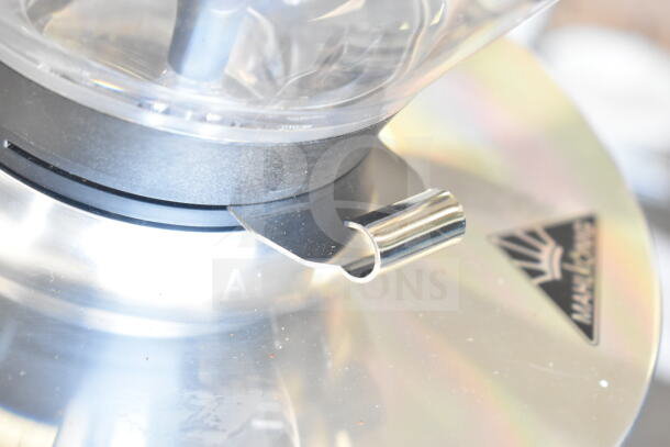Brand new 2025 Mahlkonig E80W GBS espresso grinder, white, 4 lb capacity, 120V, 1 phase, with visible brand logo.