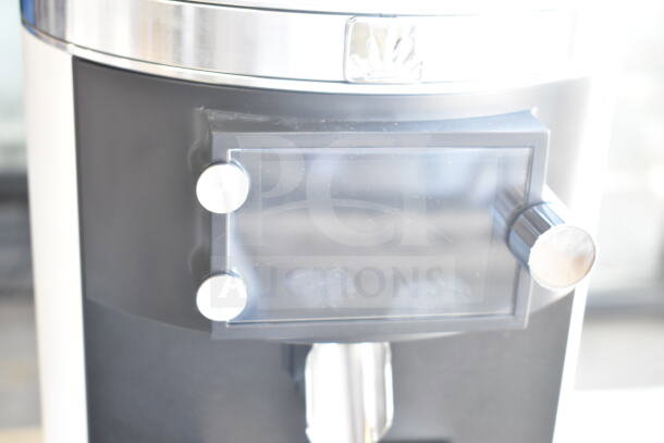 Brand new Mahlkonig E80W GBS espresso grinder, white, 4 lb. capacity, 120V, scratch and dent, touchscreen controls.