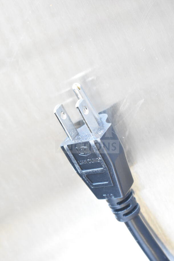 Two-prong power plug for a Mahlkonig E80W espresso grinder, 120 Volts. Black plastic with "Lian Dung" marking.