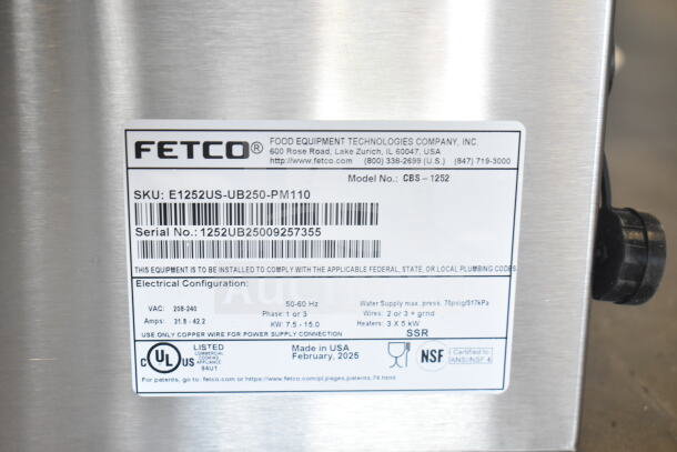 BRAND NEW 2025 Fetco CBS-1252 Plus Series Twin Automatic Digital Coffee Brewer with plastic brew basket, 208/240V, 1-phase.