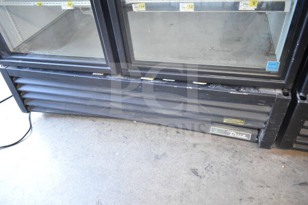 2019 True GDM-49-HC commercial cooler, tested and working, dual glass doors, black exterior, 115V, 1 Phase.