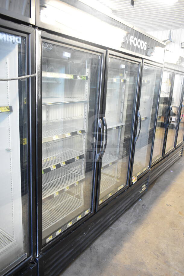 2016 True GDM-72F-HC commercial 3-door freezer merchandiser, glass doors, tested, working, 115/208-230V, 1 phase.