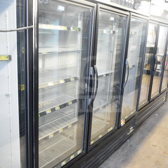 2016 True GDM-72F-HC commercial 3-door freezer merchandiser, glass doors, tested, working, 115/208-230V, 1 phase.