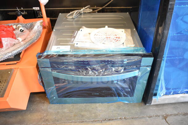Brand new KoolMore KM-MD-1SS microwave drawer, 24-in stainless steel, wall-mounted, flat bottom, 1.2 cu. ft., 120V.