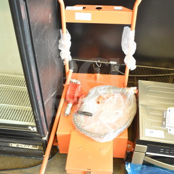 BRAND NEW SCRATCH AND DENT! Fryclone 259DISPL00 100 lb. Fryer Oil Disposal Unit, wrapped in bubble wrap, includes hoses and handles.