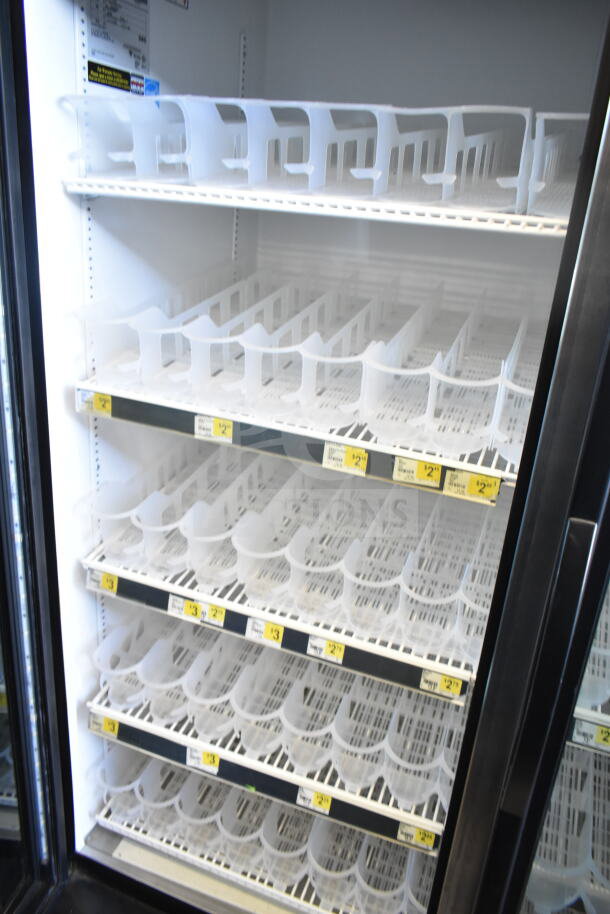 2016 True GDM-49-HC commercial cooler, 2 glass doors, multiple shelves, tested and working, 115V, 1 Phase.