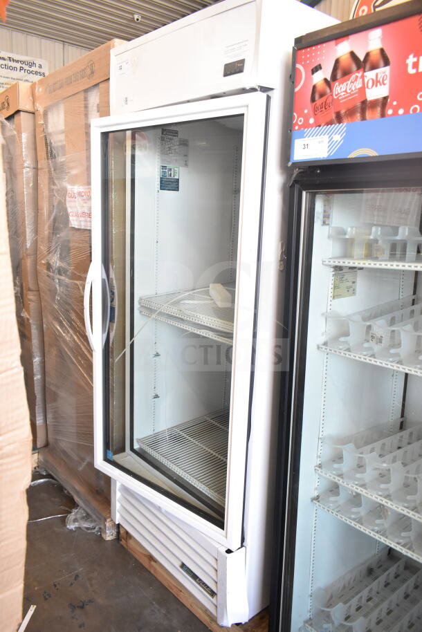 True TSCI-600R-G-PH commercial cooler merchandiser, single glass door, reach-in style, 115V, new condition.