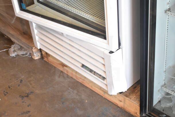 2026 True TSCI-600R-G-PH Single Door Cooler, glass door, white finish, minor wear, True logo visible. 115V, 1 Phase.