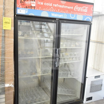 True GDM-52TM-RL-LD 2-Door Cooler Merchandiser with Coca-Cola branding, commercial use, 115 volts, 1 phase.