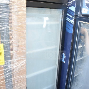 2019 Habco SE18 commercial single door reach-in cooler merchandiser, black finish, 115 volts, excellent condition.