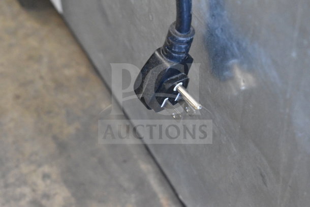 Power cord for 2019 Habco SE18 Commercial Single Door Reach In Cooler, 115 Volts, 1 Phase, showing prongs and plug detail.