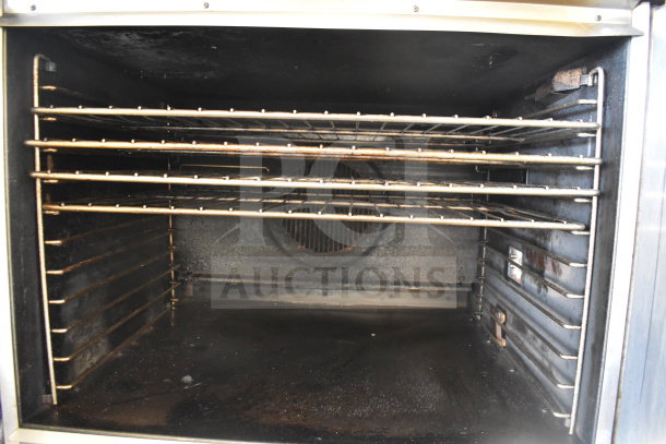 Inside view of 2020 Blodgett BDO-100-G-ES convection oven, features multiple racks and thermostatic controls, 45,000 BTU.