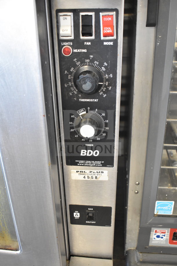 2020 Blodgett BDO-100-G-ES convection oven, thermostatic controls, 45,000 BTU, natural gas, view-through doors, Pro-Plus label.