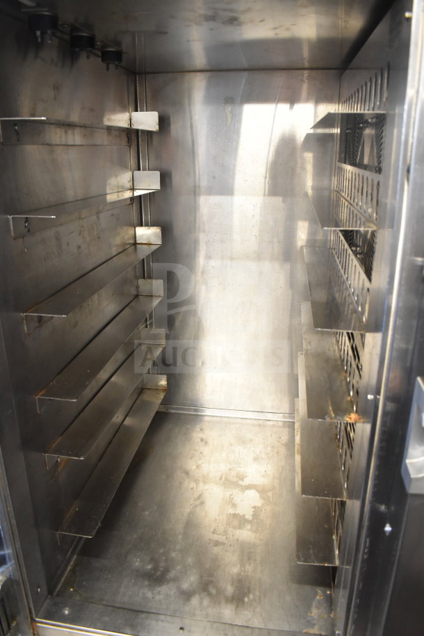 Alto Shaam QC40C-2M-ADS-HL commercial blast chiller interior, stainless steel, 208/230 volts, 1 phase, used condition.